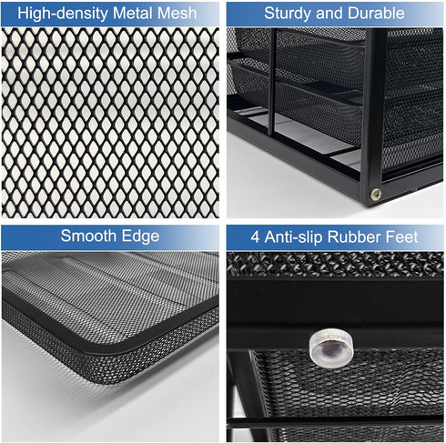 Natwind Mesh Desk Organizer with 4 Tier Sliding Drawers, Office Supplies Desktop Organizers and Accessories Storage for