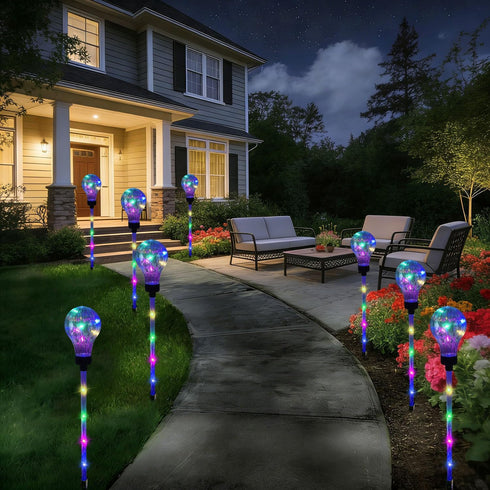 Huacenmy 6 Pack Bulb Solar Lights Outdoor Garden Decorative Waterproof Lights Outside Solar Pathway Lights for Garden