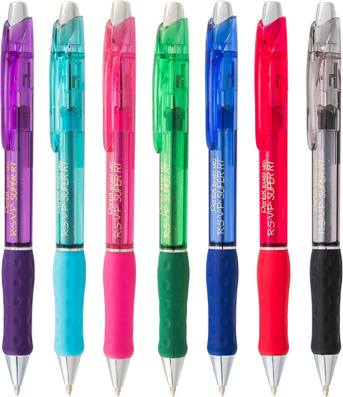 Pentel RSVP Super RT Ballpoint Pen - 1.0mm Medium Line - Pink Ink - Box of 12 Pens