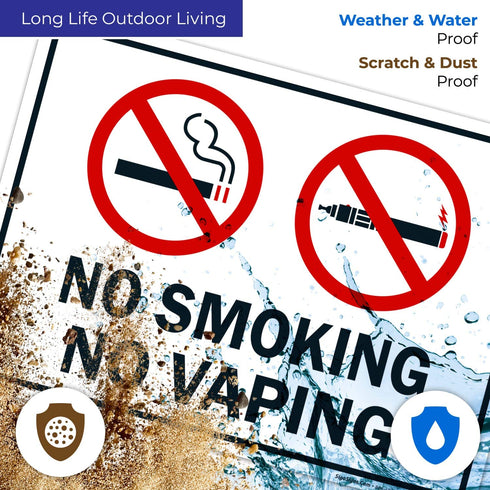 No Smoking No Vaping Sign - 10x7 Inches, Rust Free Aluminum, Fade Resistant, Made in USA