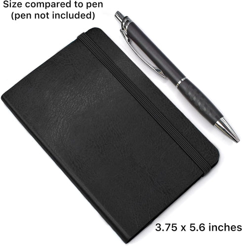 RICCO BELLO Mini Pocket To Do List Notebook, 2-Pack, Soft Faux Leather Cover, Undated, 3.75 x 5.6 inches, Black
