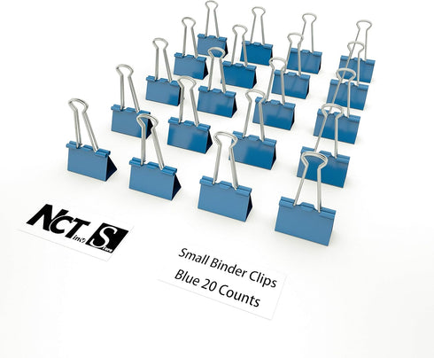 Binder Clips Small Metal Clamp - 0.75 inch / 19 mm (Blue, 20-PCS)