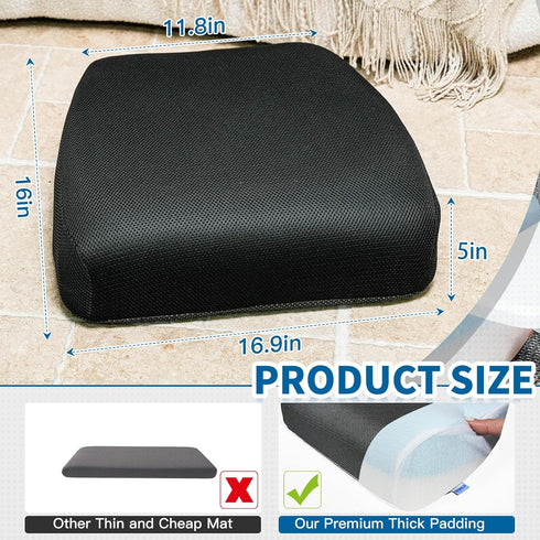 Tailbone Seat Cushion for Pain Relief, Extra Thick & Ventilated Office Chair Cushion with Non-Slip Cover, Memory Foam