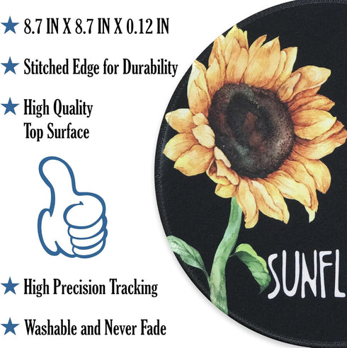 Eleville Mouse Pad with Sunflower Design, Motivational Words of Wisdom for Office Home Travel