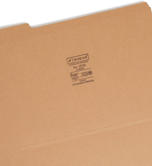 Smead File Folder, Reinforced 1/3-Cut Tab, Kraft, Legal Size, 100 per Box (15734)