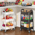 Rcemlip 3 Tier Black Rolling Cart Metal with Wheels, Basket, Cups & Hooks, Three Tier Utility Carts on Wheels, Can