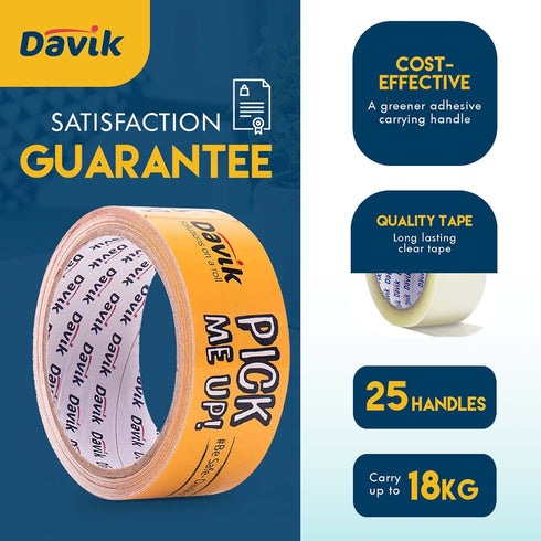 Davik Adhesive Carry Handle Straps: Stick On Handles for Moving Boxes and Bags - 25 Handles