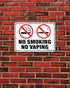 No Smoking No Vaping Sign - 2 Pack - 10 x 7 Inches Rust Free Aluminum with 4 Pre-Drilled Holes