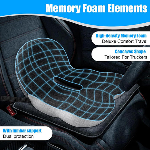 ICZQWURE Orthopedic Cushion for Office Chair & Car - L-Shaped Memory Foam with Lumbar Support, Adjustable Strap