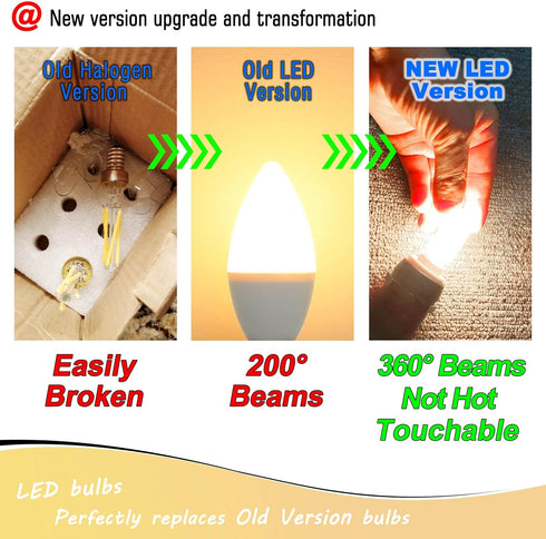 E12 T6 C7 40 Bulbs 4000K 450lm 4W 120Volt E12 Bulb Non-Dimmable, 4 Pack Heifymi Watt Equivalent LED Natural White Small