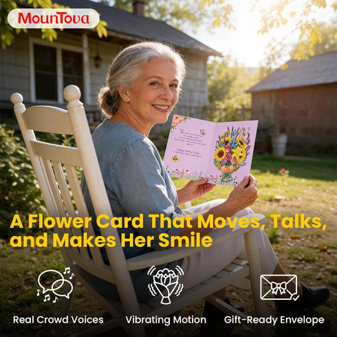 5.9 7.9Inch Mothers Day Card with Sound & Motion, Musical Sunflower Bouquet Mother's Day Card, Heartfelt Mothers Day
