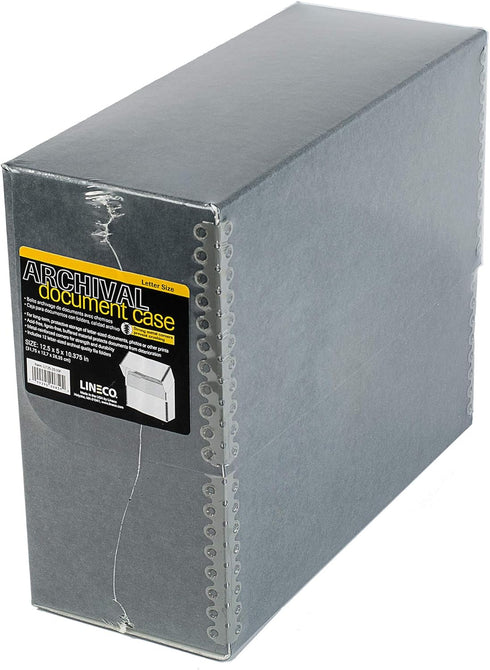 Lineco Acid-Free Document Storage Box with Metal Edge, Letter-Sized Case with 12 Folders