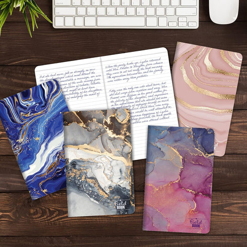 Elan Publishing Company Field Notebook/Journal, 5"x8", Marble Covers, Lined Memo Book, Pack of 5