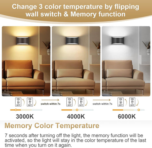 3000K/4000K/6000K Dimmable 12W 1 Pack) TRLIFE Modern Wall Sconces, Selectable and LED Wall Sconce Aluminum Wall Mounted