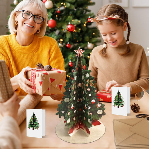 Afniimyapt 10 Set 3D 3D Christmas Tree Pop Up Cards Merry Christmas Paper Popup Greeting Card with Note Card Envelope