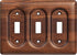 Solid Walnut Triple Switch Plate 3-Gang Light Switch Wall Cover for Decorative