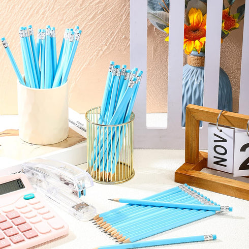 Tinlade 50 Pcs Triangular Grip Pencils HB Graphite Pencil Pack with Eraser for School Drawing Sketching Bridal Baby