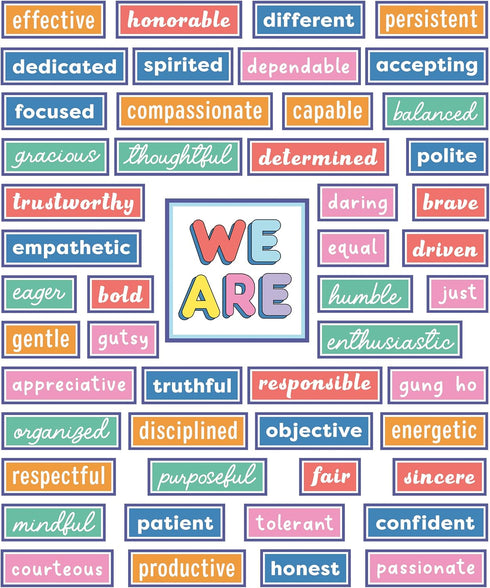 Carson Dellosa We Stick Together 52-Piece Motivational Bulletin Board Set with Positive Sayings for Classroom Decor