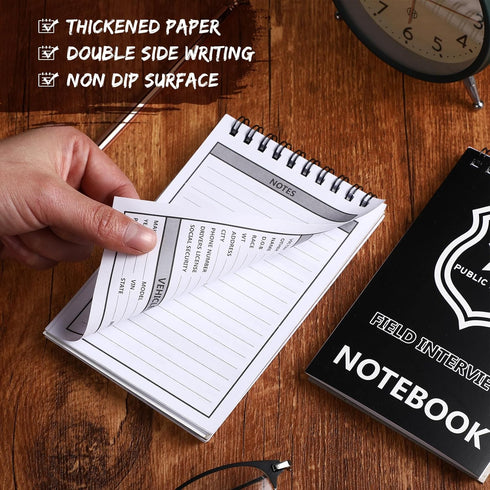 Teling 12 Packs Public Safety Police Field Interview Notebook, 70 Sheets, 140 Pages, for Law Enforcement Officer