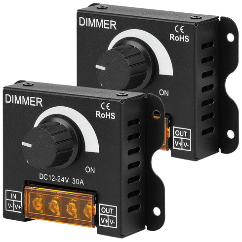 SUPERNIGHT LED Light Strip Dimmer, DC12V-24V 30A PWM Dimming Controller for Dimmer