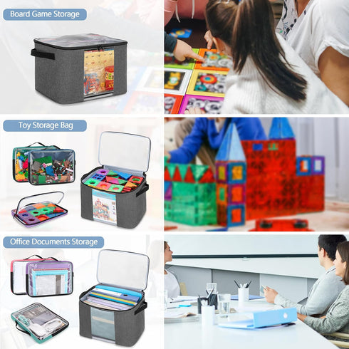 6pcs Rexmica Board Game Storage Bag with Zipper Bags, Board Game Organizer and Storage with Cover for Office Supplies