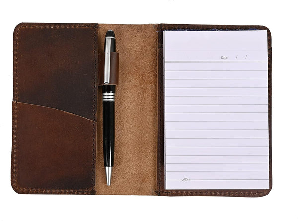 Journal Cover, Rustic Leather for Top Bound Memo Books, 3.5 x 5.5 inch, Handmade Spiral Notebook Cover, Refillable