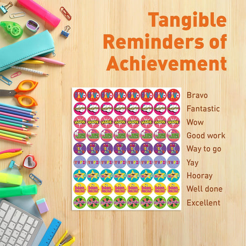 Sweetzer & Orange Spanish Stickers for Teachers and Parents, 1008 Reward Labels, 9 Assorted Designs, 1 Inch