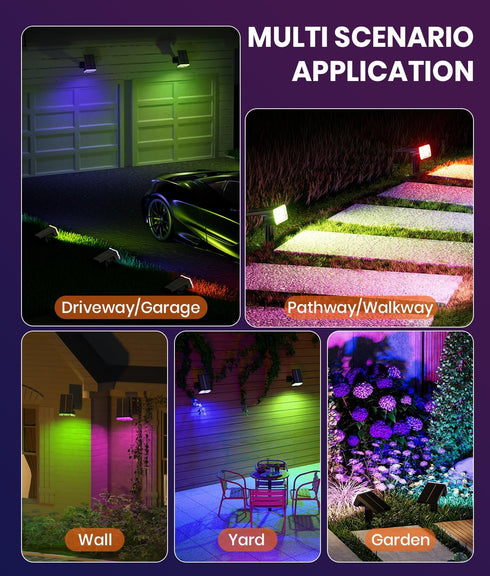 1 Pack IP67,Spotlights 6 Changing+10 Solar Outdoor Lights Waterproof Colors Lighting Modes Christmas Easter Solar