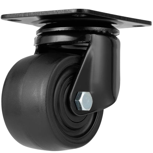 Finnhomy 3 Inch Caster Wheels Set of 4, Heavy Duty Low Profile Plate Swivel Casters, Black