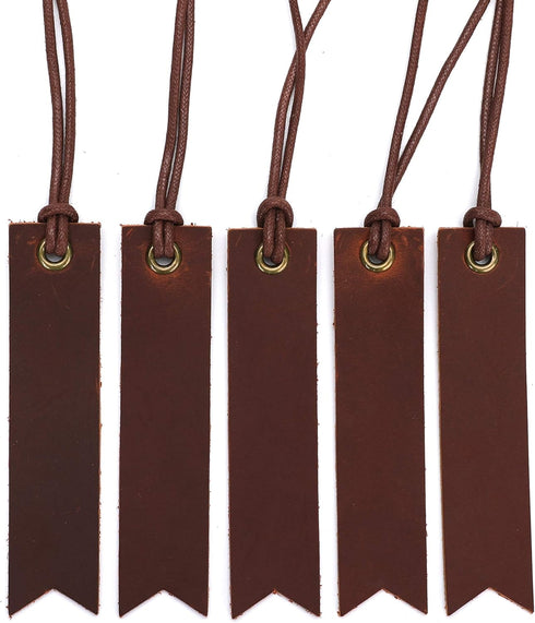 Genuine Leather Bookmarks with Tassel, Handmade Page Markers for Reading, Perfect Gift for Readers (5 Pack Umber)