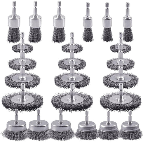 Rocaris 24 PCS Wire Wheel Brush for Drill , Carbon Steel Drill