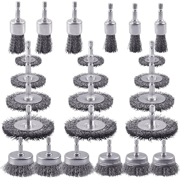 Rocaris 24 PCS Wire Wheel Brush for Drill , Carbon Steel Drill