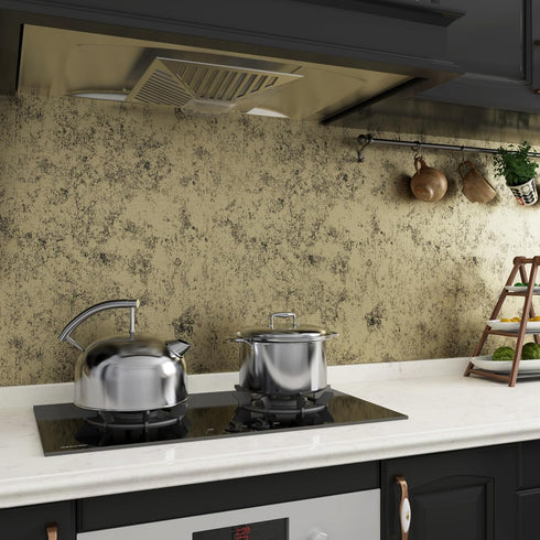 15.8"x80" LACHEERY Brushed Black Gold Stainless Steel Contact Paper for Appliances Black and Gold Metallic Wallpaper