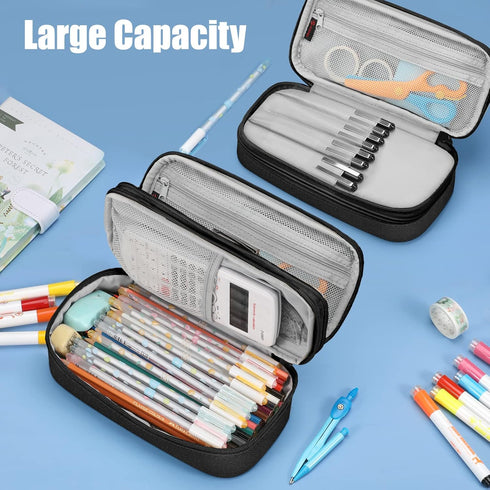 FINPAC Large Capacity Pencil Case, Pen Pouch Organizer for Office, Stationery Storage for Women and Men, Don't Touch