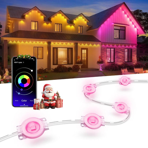 Nexillumi Permanent Outdoor Lights for House, 100ft Smart RGB LED Lights Outside