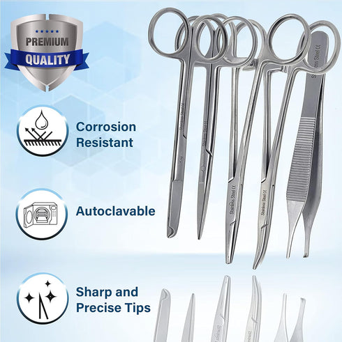 Premium A2ZSCILAB 5 Pieces Veterinary Needle Holder Scissors Hemostat Forceps Tweezers Instruments (All in One) by A2Z SCILAB