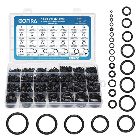1566Pcs O-Ring Seal Kit, 27 Varieties in Nitrile Rubber for Automotive, Plumbing, Air & Water Fitting Leak Repair