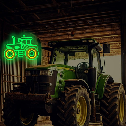 Green Tractor Neon Sign LED Farm Tractor Night Light for Boys Room, Kids Bedroom, Birthday Party, Tractor Wall Decor