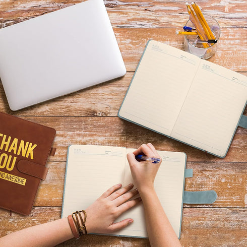 Yexiya 10 Pcs A5 Leather Notebooks, Inspirational Thank You Gifts for Employees and Teachers