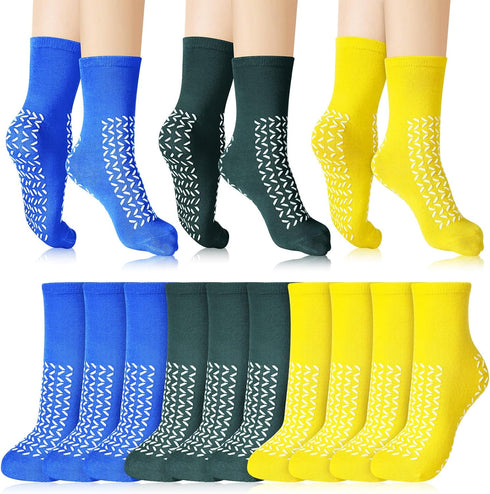 Toulite 10 Pairs Hospital Socks with Grips for Women Men Double Sided