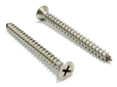 Bolt Dropper Stainless Steel Flat Head Phillips Screws - Pack of 100 #6 x 1-Inch Wood Screws, Durable and Rust-Resistant