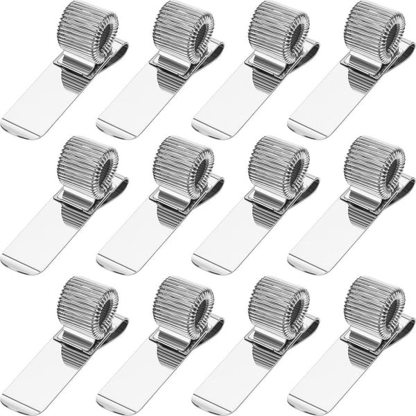 Outus 12 Pcs Metal Pen Holders for Clipboard, Adjustable Spring Loops Organizer, Manganese Steel Clip for Notebook,