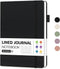 Lined Journal Notebook for Women & Men, 140 Pages, College Ruled Hardcover for Work, Note Taking, Writing - Black
