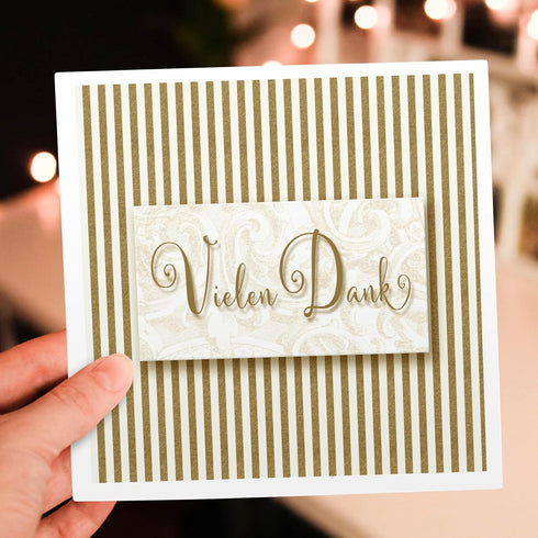 6 Pack Greeting Cards - German Language Thank You Vielen Dank Golden Hues with Linen White - - Sentiments