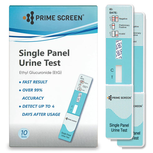 Prime Screen Alcohol ETG Urine Test 10 Pack, At Home Rapid Testing Dip Card Kit with 80 Hour Cut-Off