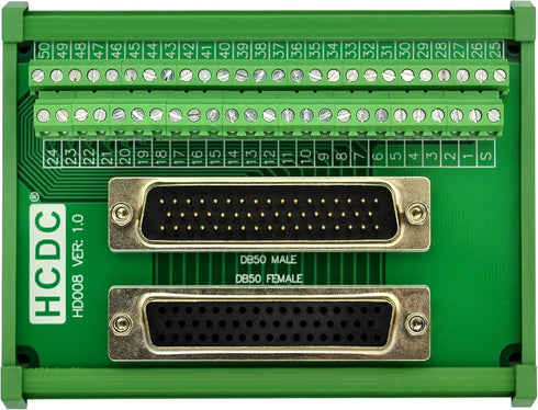 DIN Rail Mount D-SUB Male-Female Interface Module Terminal Block Breakout Board (DB50)