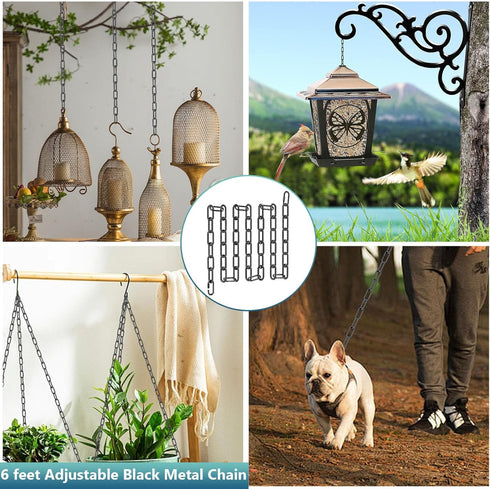 6 2 Pack garini Feet Industrial Black Light Fixture Chain, Adjustable Metal Pendant Chandelier Chain Extension