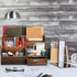 Brown Wooden Mail Organizer with 7 Compartments and Drawer, Rustic Desk Organizer with Pen Holder, Tabletop Mail Basket