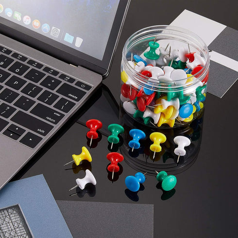 Outus 60 pcs Giant Push Pins - Large Thumb Tacks Jumbo Tacks 1 Inch Plastic Heads for Cork Board, Map, Office