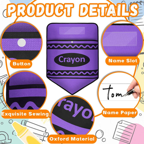 Moonld 6 Set Pcs Chair Pockets for Classrooms Crayon Chairback Buddy Pocket with Name Slot for Back to School Chair
